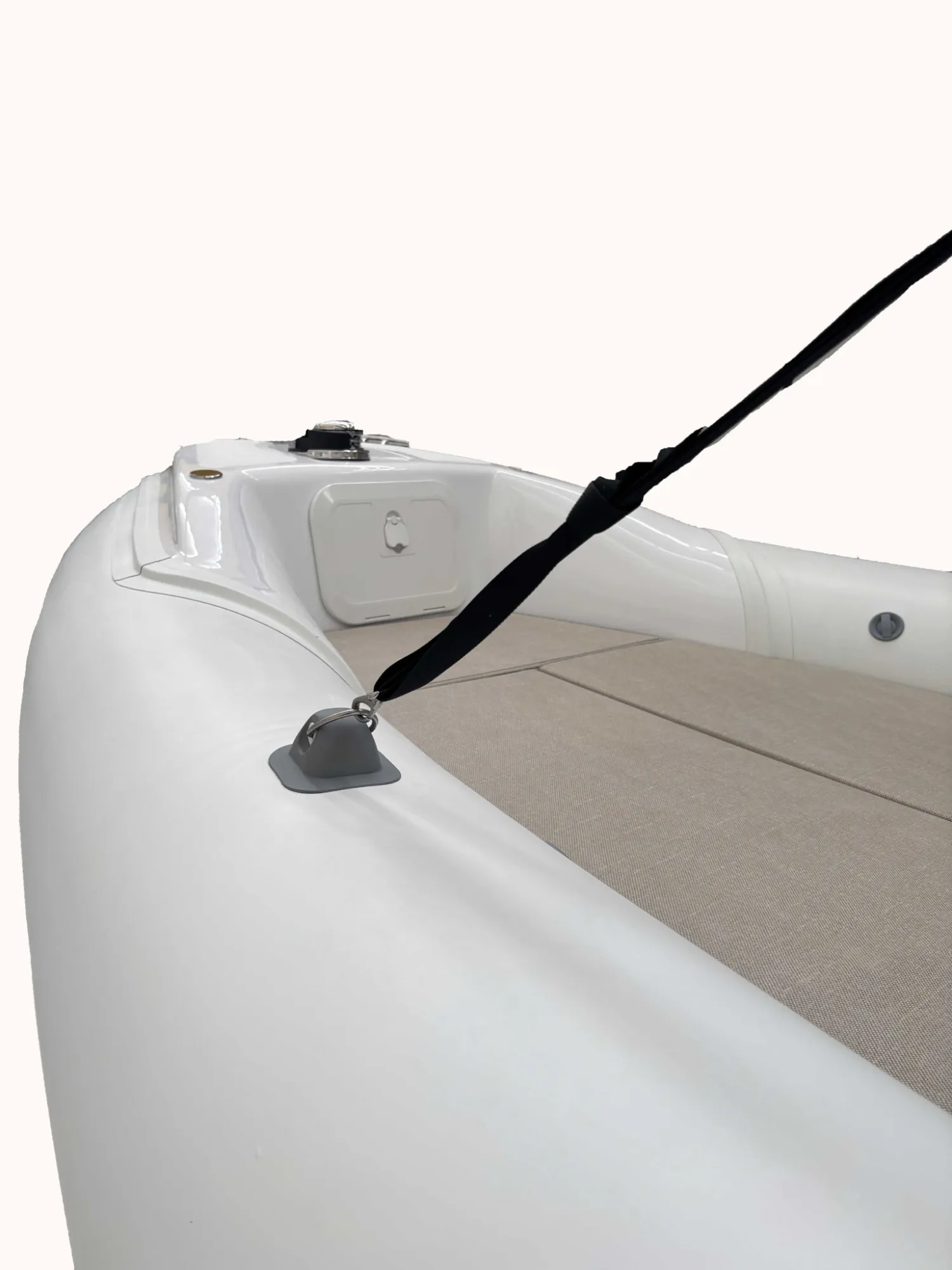 MV 23GT RIB bow with mooring cleat and sundeck