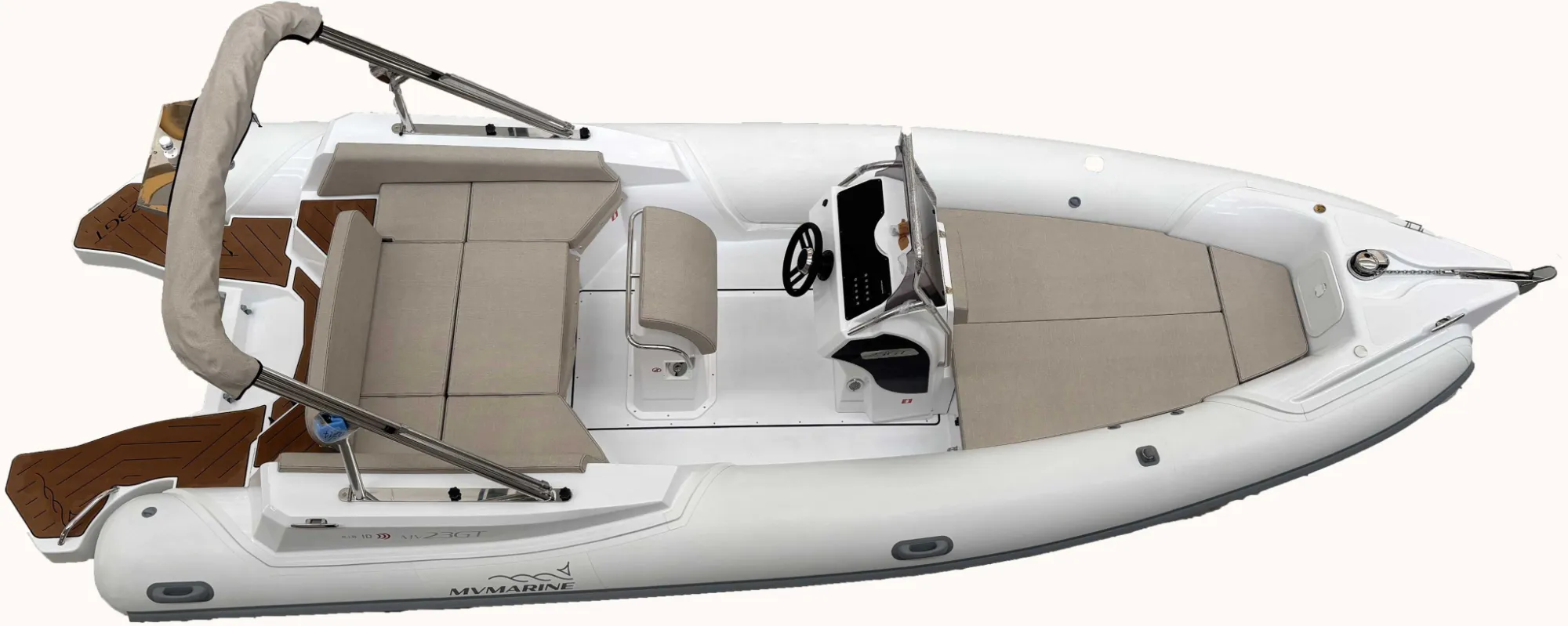 MV 23GT RIB full deck layout from above