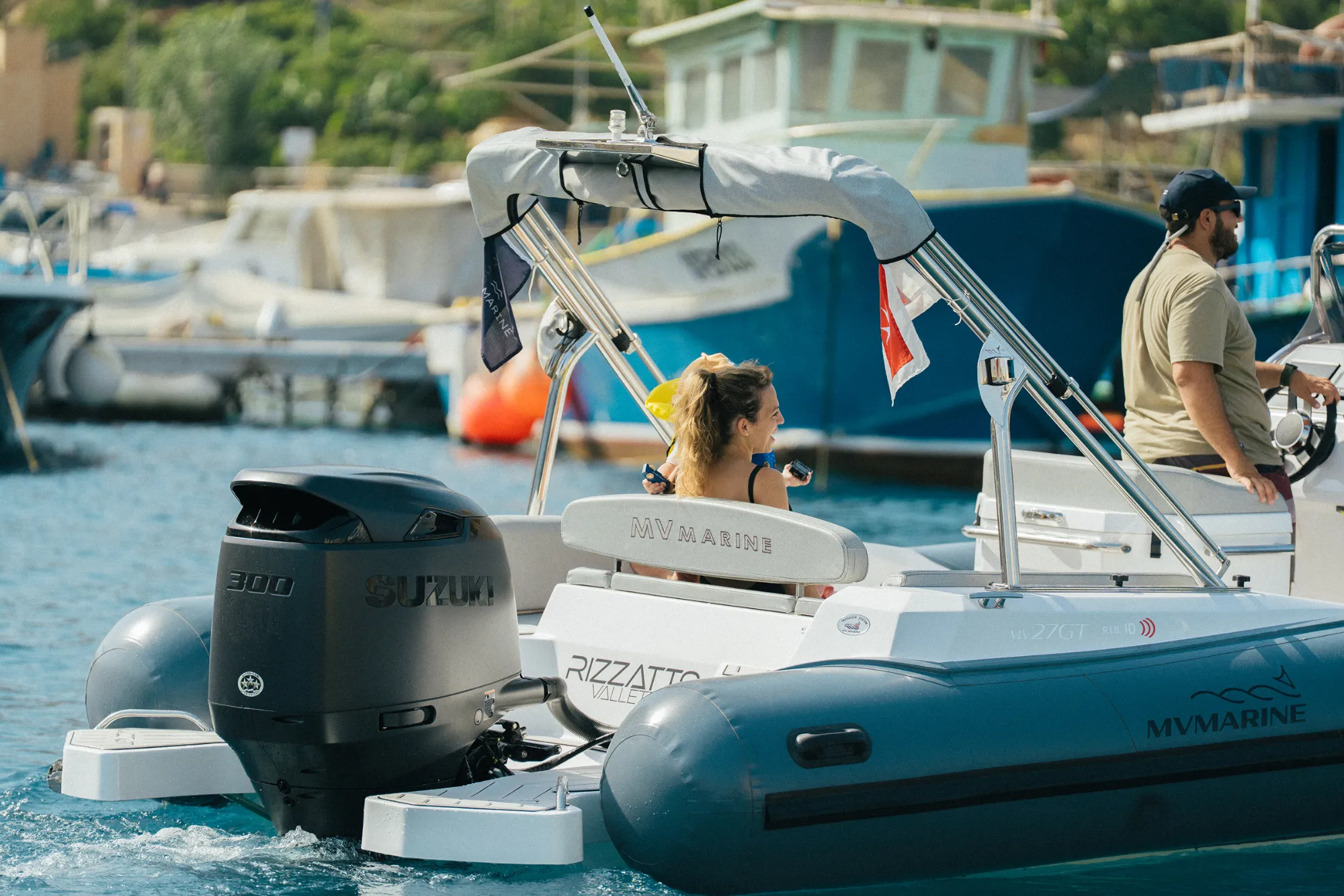 MV 27GT RIB with Suzuki 300 outboard in harbour