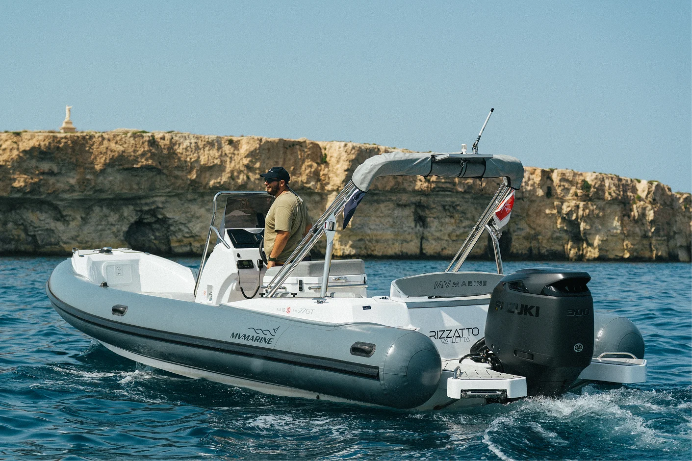 A DUO MARINE RIB under way off the Maltese coast